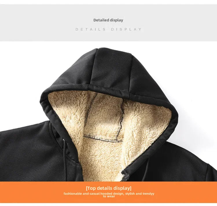 Thickened Fleece-lined Men's Jacket Casual Sport Suit Trendy Men's Clothing Pants