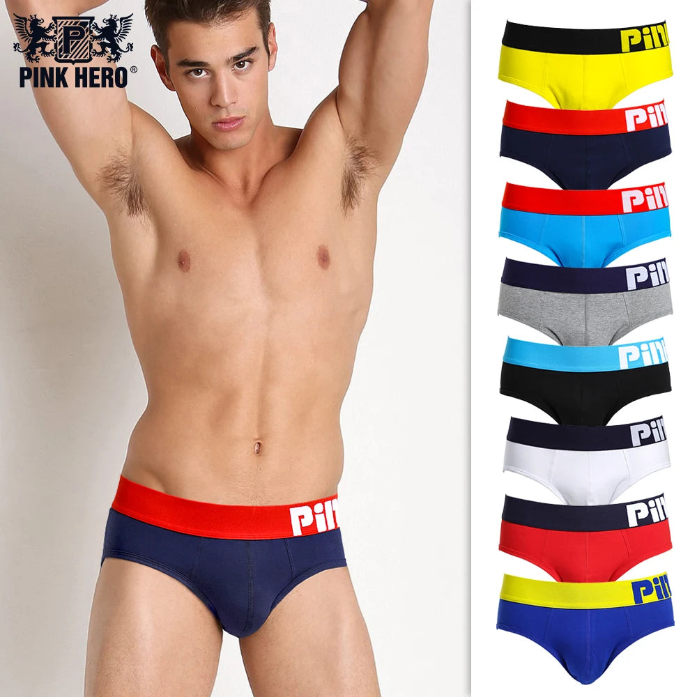 PINKHERO 1280 Men's Panties，Homens Cueca， Comfortable Cotton  Men Underwear Sexy Briefs，Patchwork Breathable Man Underpants