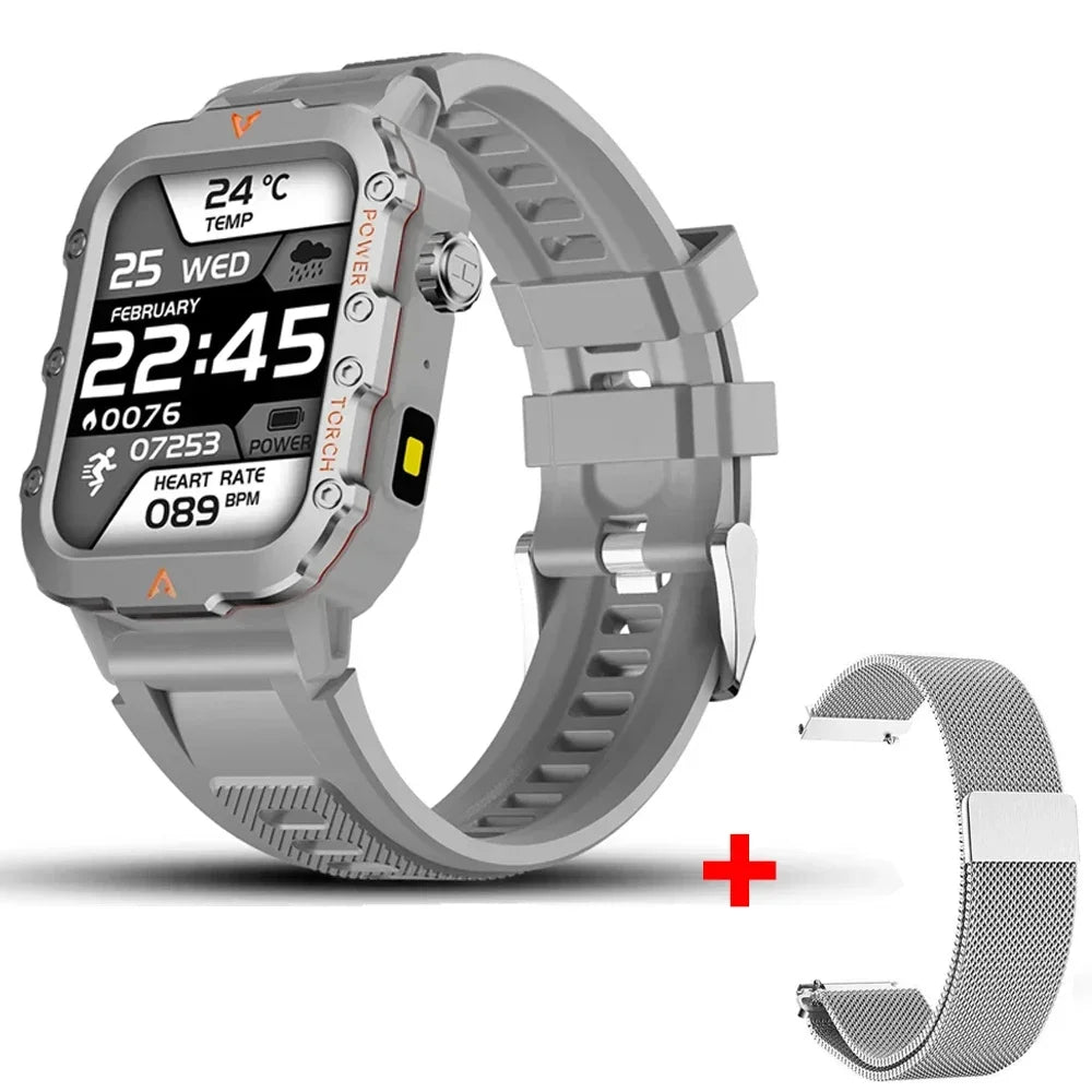2024 Military Montres Hommes Smartwatch LED Outdoor Sports Watches For Men Women 1.73inch Bluetooth reloj hombre Smart Watch