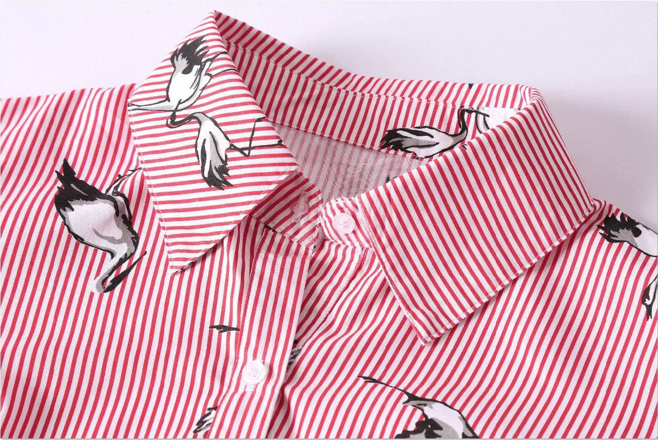 AliExpress European and American women's clothing popular long-sleeved women's clothing striped shirt dress single-breasted belt