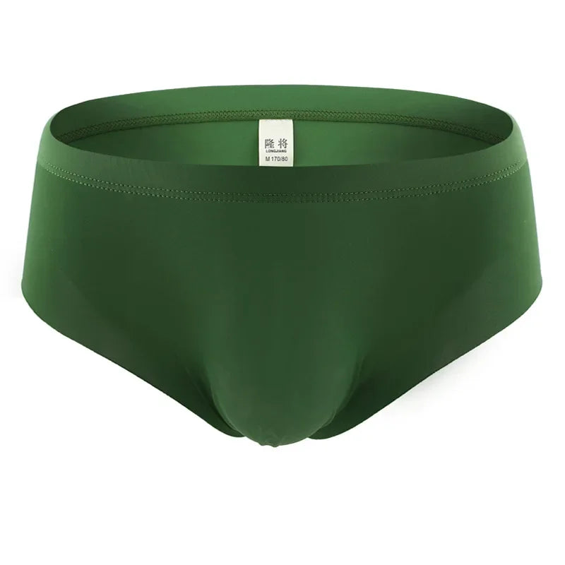 Men's Ice Silk Seamless Underwear Briefs Sexy U Convex Ultra-Thin Breathable Man Underpants Boxers