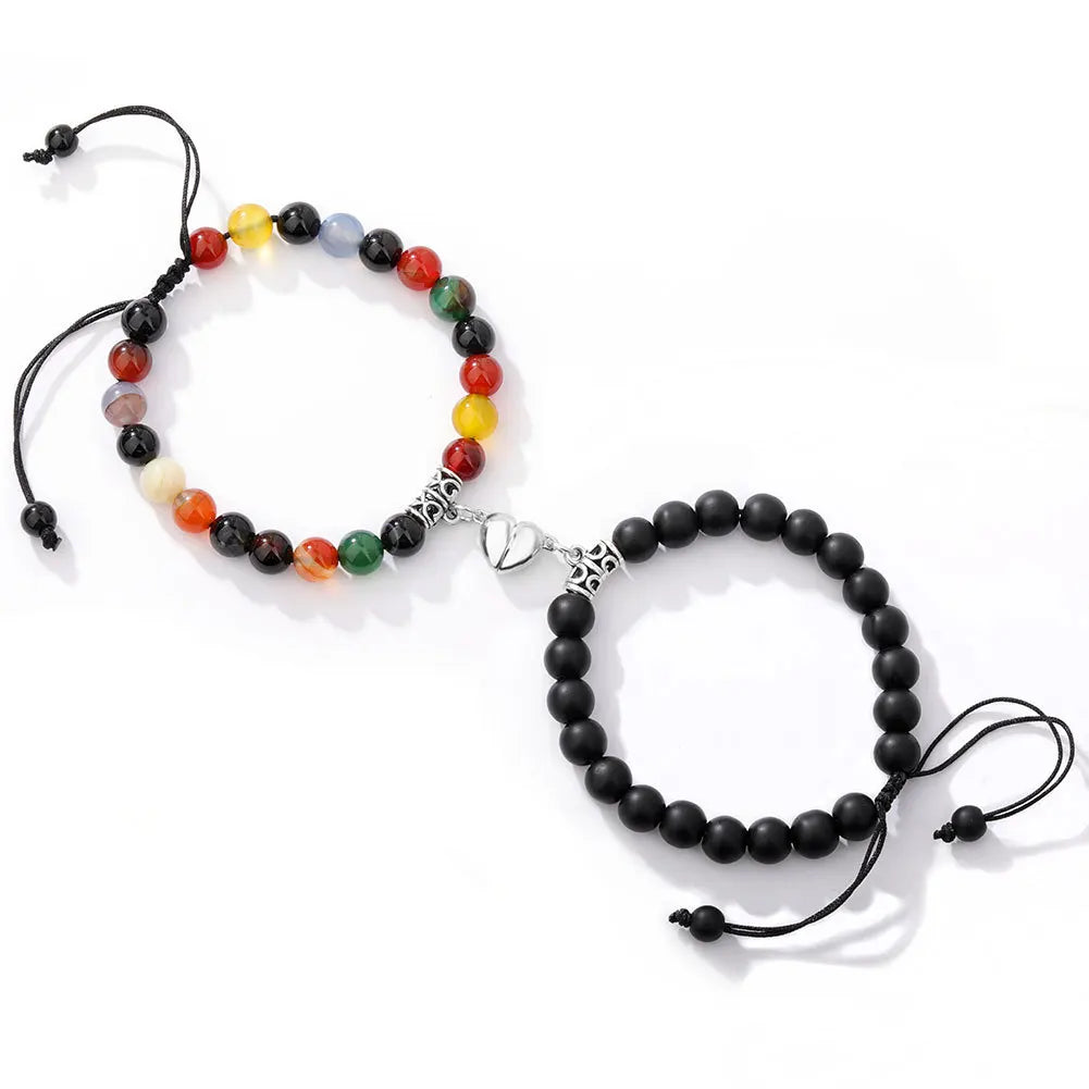 2Pcs Magnet Heart Hand Made Bead Bracelets Lover Bracelets Couple Bracelets