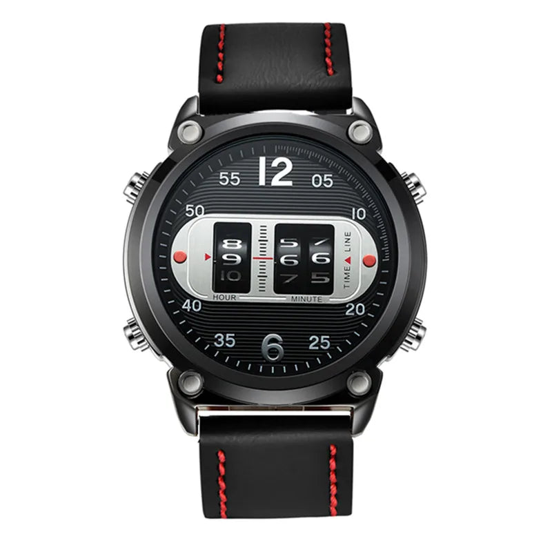Big Brand Unique Designer Watches For Men Fashion Leather Band Simple Sports Date Quartz Watch Black Montres de Marque de Luxe