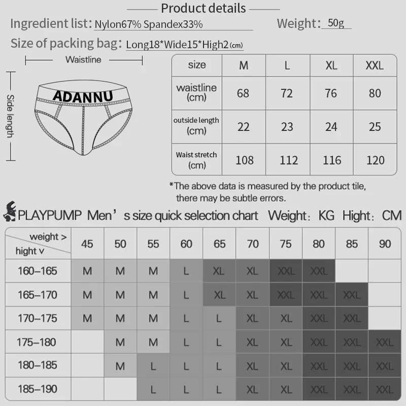 1PC Men Briefs Fashion Underwear Sexy Low-Waist Triangle Pant Silhouette Design Breathable Men Panties Jockstrap Man Underpants