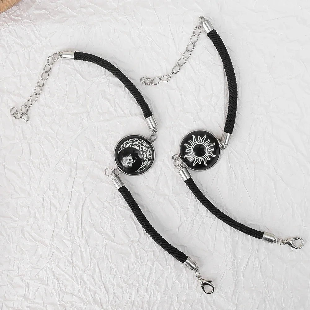 Sun Moon Braided Bracelets Women Men Black Adjustable Couple Bracelets Elegant Comfortable Bracelets Fashion Jewelry Accessories