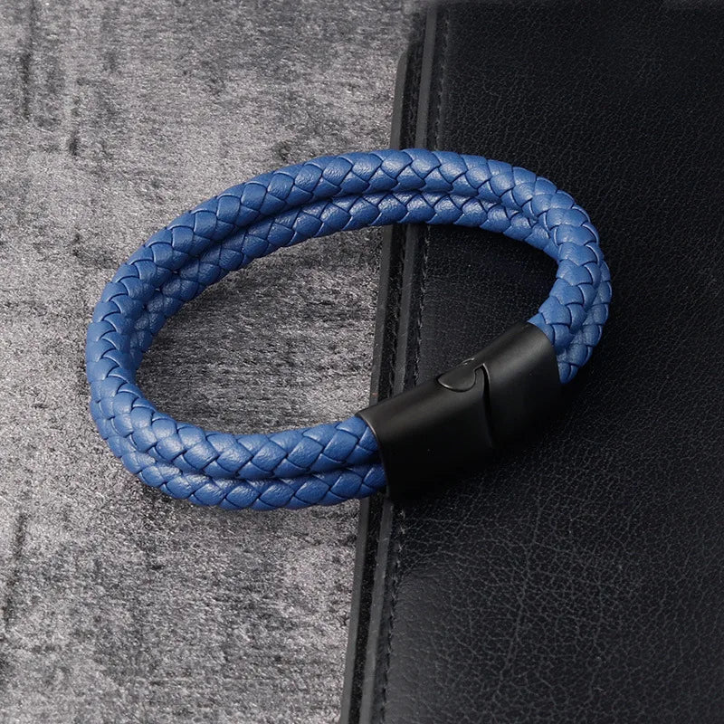 Trendy Leather Bracelets Men Stainless Steel Braided Rope Bracelets For Male Bracelets Jewelry