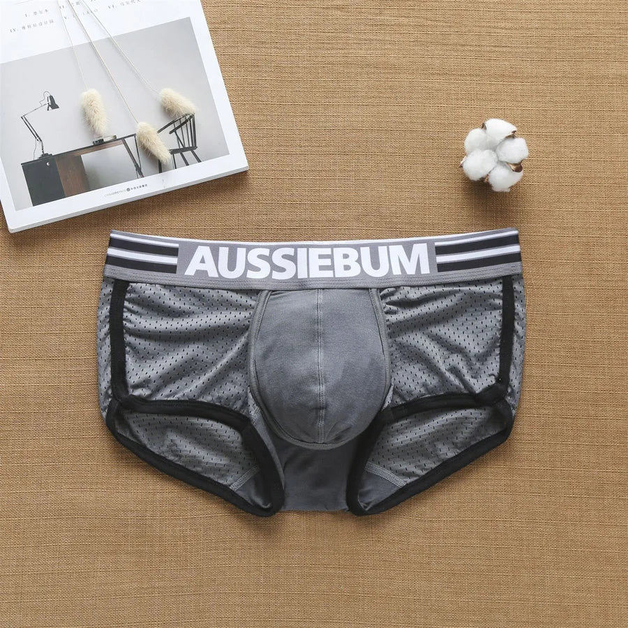 Summer Underwear Men Boxers Shorts Mesh Boxer Aussiebum Mens Panties Breathable Male Calzoncillos Convex U Pouch Man Underpants