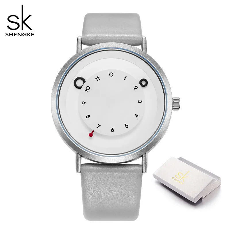 Shengke Women Creative Wristwatch Ladies Watches Yellow Leather Band Best Gifts Wristwatches Clock Montres Femme Reloj Mujer