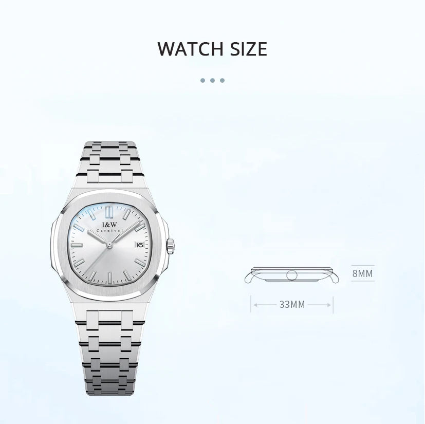 I&W Simple Quartz Watch for Women 2024 New Design Ladies Watches Sapphire Calendar Full Steel Bracelet Waterproof Montres Femmes