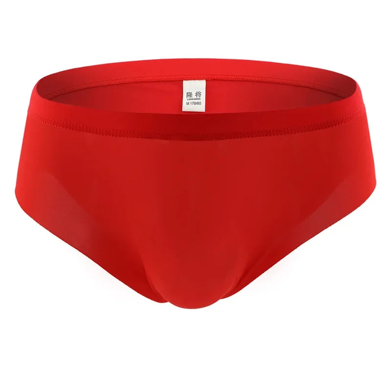 Men's Ice Silk Seamless Underwear Briefs Sexy U Convex Ultra-Thin Breathable Man Underpants Boxers