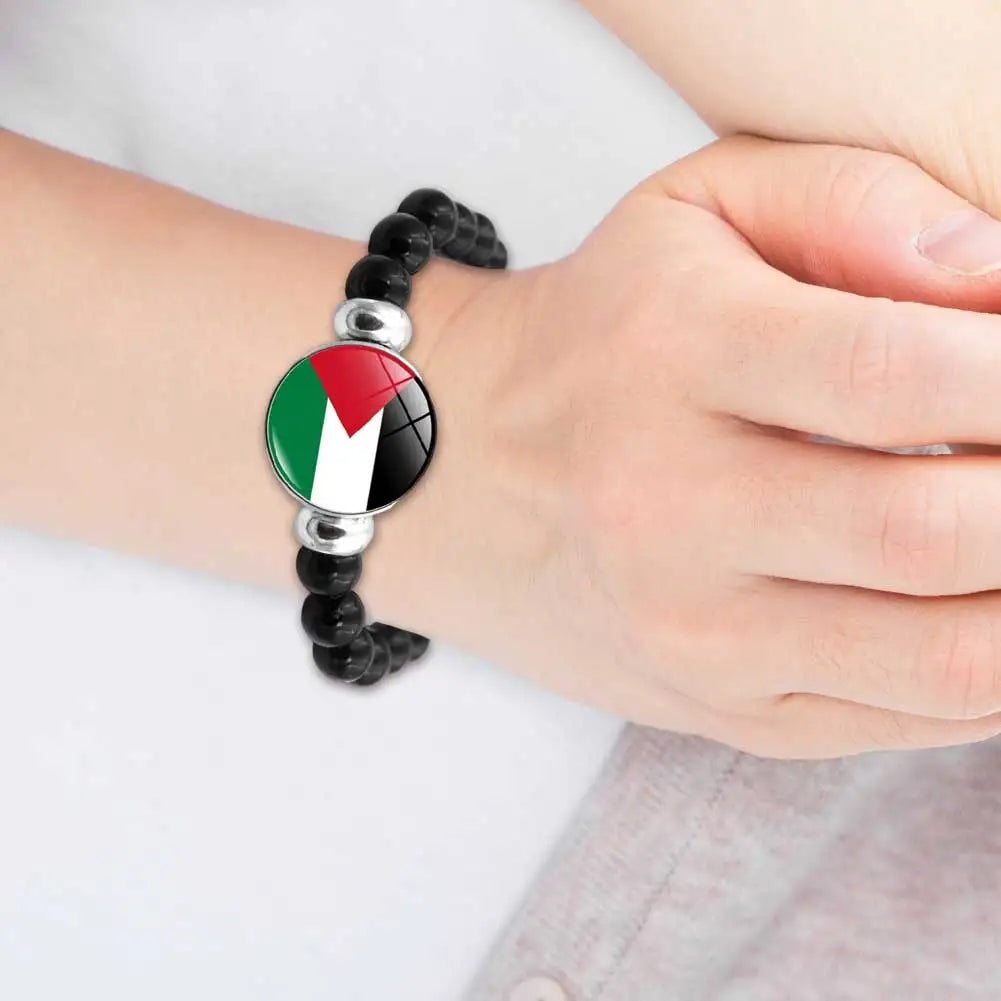 Palestinian Flag Bracelet Fashion Leather Braided Bracelets Glass Cabochon Bracelets Palestinian Souvenir Bracelets Jewelry Gift