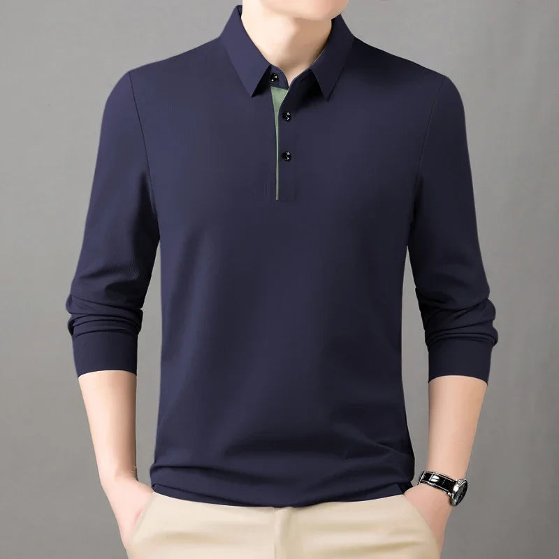 2025 Trend  Men's Long Sleeved Popular Casual T-shirt  Lapel POLO Men's Clothing