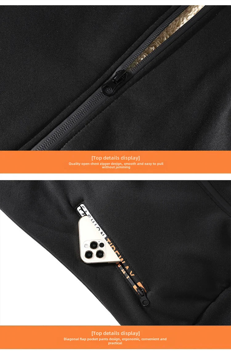 Thickened Fleece-lined Men's Jacket Casual Sport Suit Trendy Men's Clothing Pants