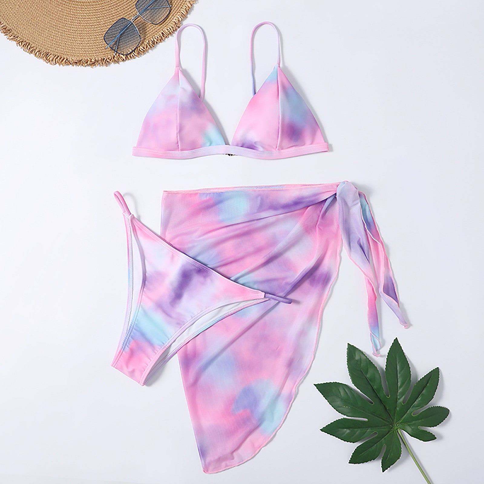 Women's Swimsuit 2023 Plus Size Bikinis Sets For Women Split High Waist Tie-dye Printed Three-piece Skirt Bikini Free Shipping