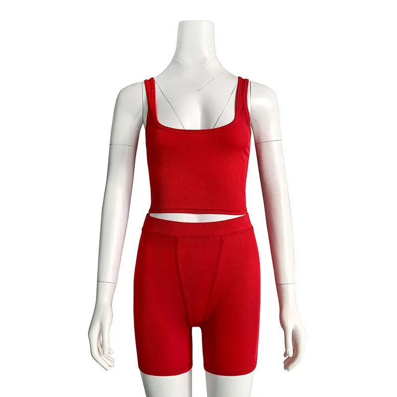 Women's Clothing Summer  Wholesale Ribbed Loungewear Women Sets  Lounge Wear Two Piece Tank Tops and Shorts Set