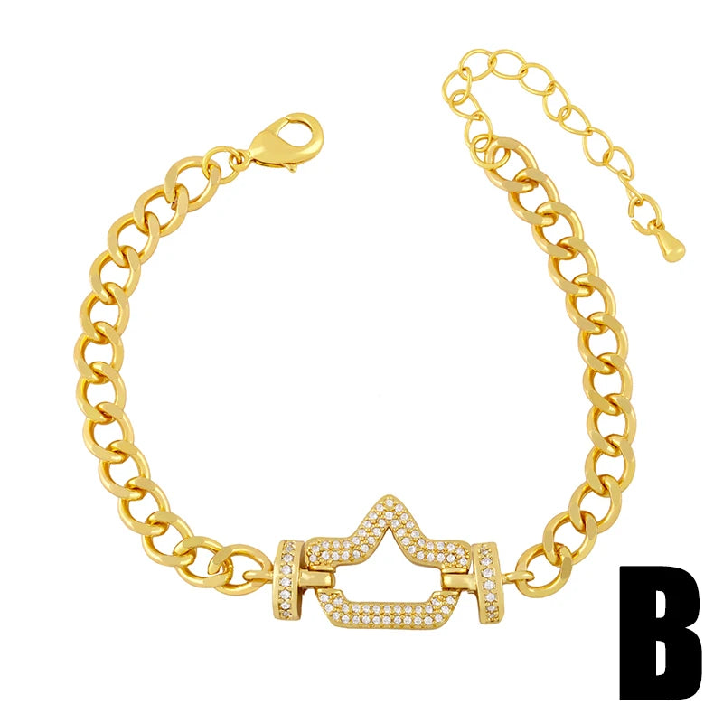 Clearance Bracelets / Copper Gold Plated Bracelets for Women CZ Rhinestone Chain Bracelets Crystal Jewelry Gifts brtk51
