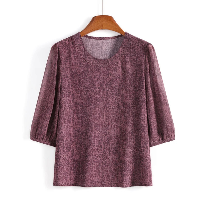 New Vintage Chiffon Women's Clothing Korean Pullovers Women's Clothing Summer Printing half sleeve Tops O-neck T-Shirts
