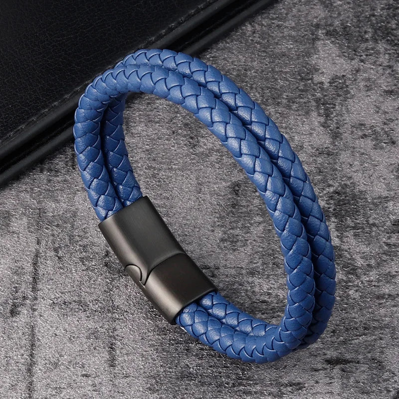 Trendy Leather Bracelets Men Stainless Steel Braided Rope Bracelets For Male Bracelets Jewelry