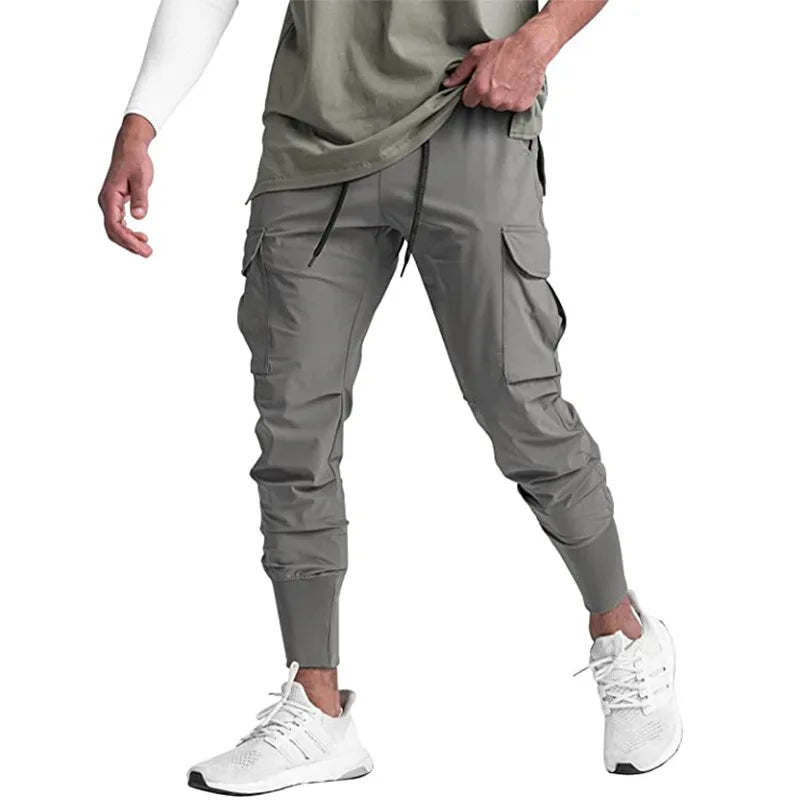 2024 New Cargo Pants Gym Men‘s Multi-Pocket Straight Bottom Cargo Pants    Sports Fitness Men Casual Trousers Track Pants