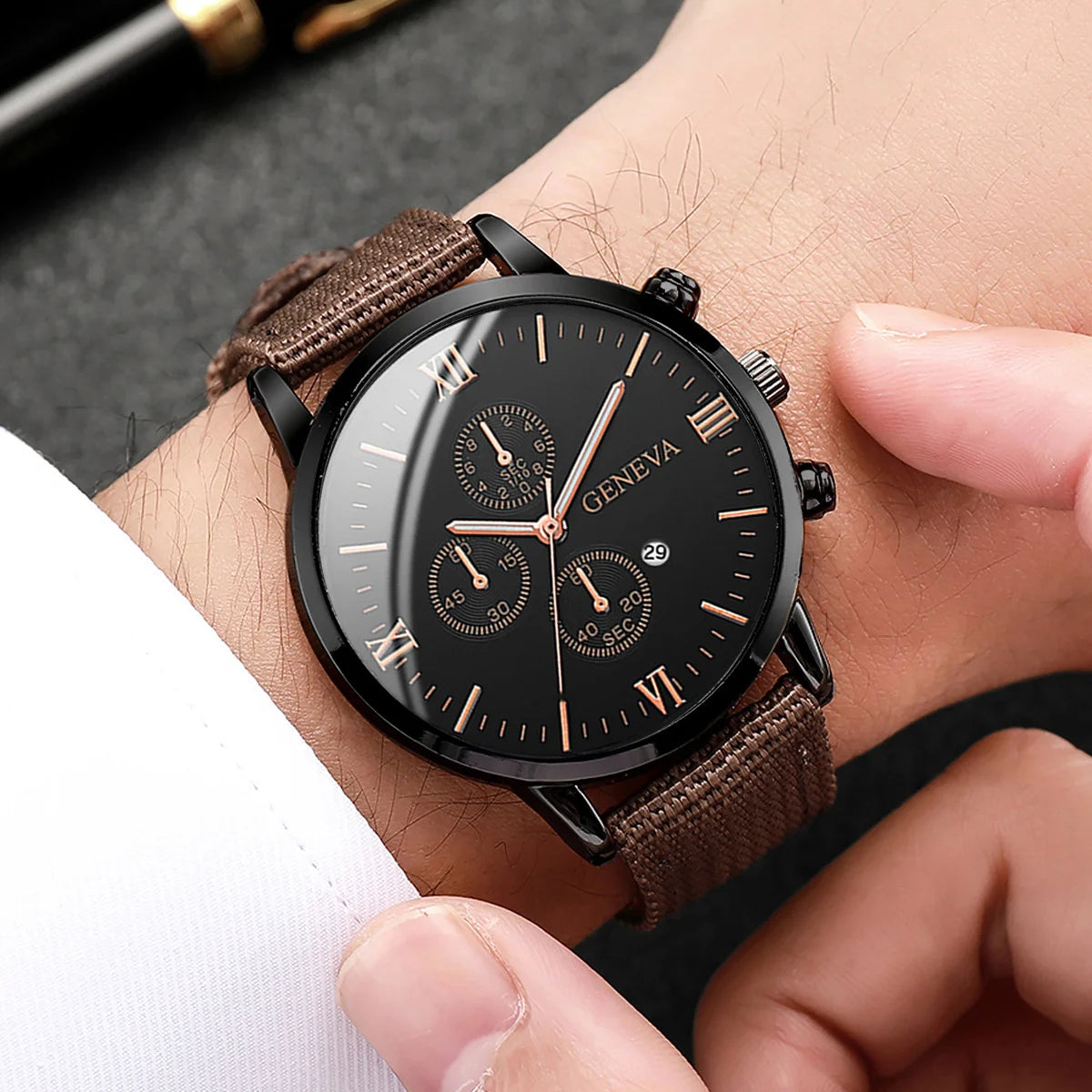 4/5PCS Fashion Men Watches Casual Male's Quartz Watch Bracelets Set Relogio Masculino Reloj Hombre（Without Box）