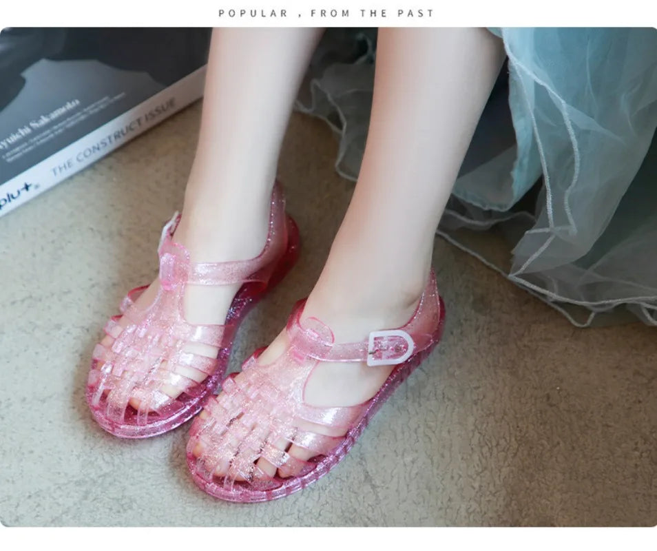 Summer New Sandal Princess Crystal Shoes Boy Girl Children Cave Shoe Kid Jelly Glitter Baby Roman Beach Sandals Toddler Slippers