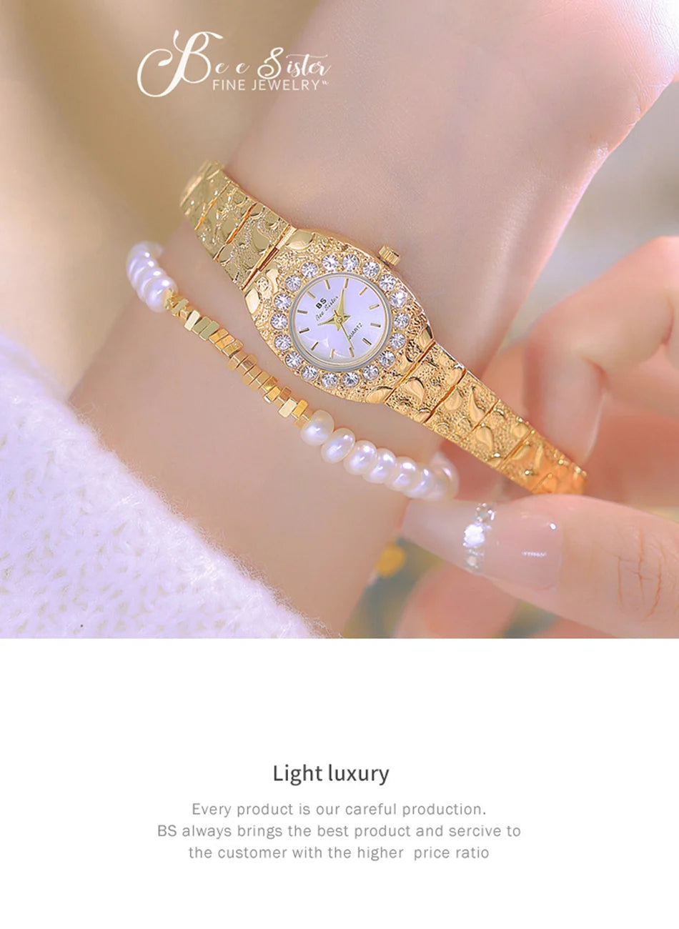 Luxury Diamond Women's Watches High Quality Golden Bracelet Fashion Quartz Wristwatch Ladies Watch Dress Gifts montres femmes
