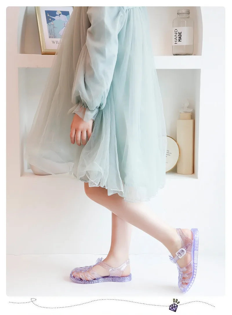 Summer New Sandal Princess Crystal Shoes Boy Girl Children Cave Shoe Kid Jelly Glitter Baby Roman Beach Sandals Toddler Slippers