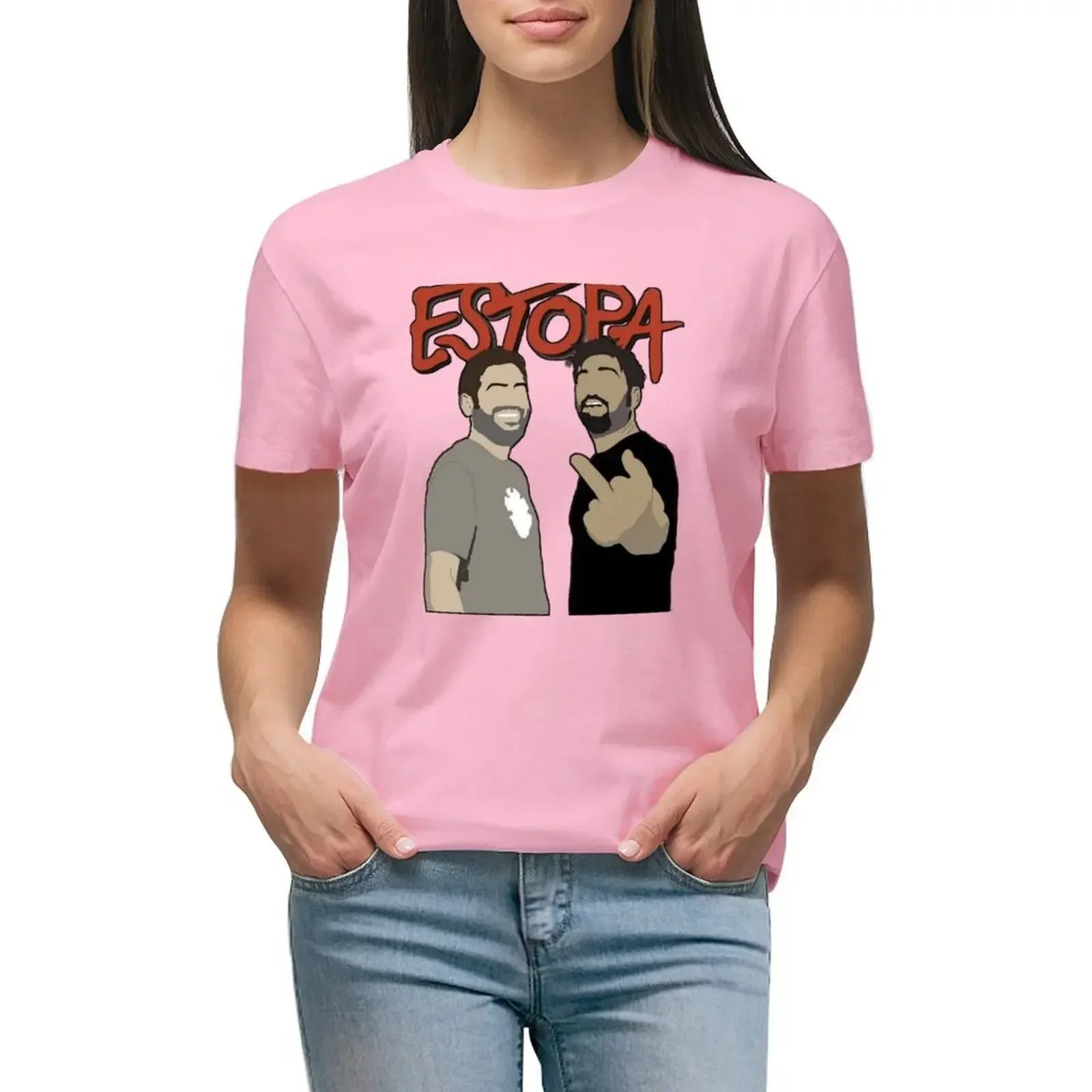 2024 Summer Personalized Street Hip Hop Style Estopa T-shirt Women's Clothing Retro Top Women's Clothing