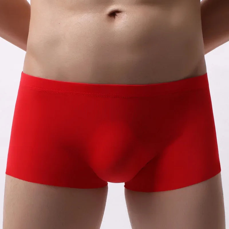Men's Ice Silk Seamless Underwear Briefs Sexy U Convex Ultra-Thin Breathable Man Underpants Boxers