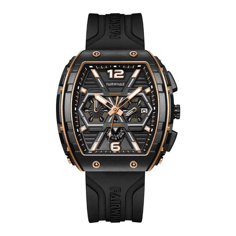 Mark Fairwhale 5560 Brand Luxury Mens Watch Wristwatch Clock Silicone Strap Chronograph Quartz Watches for Men montres hommes