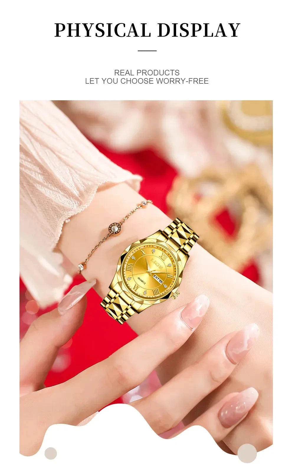 LIGE Casual Sport Watch Ladies Top Luxury All Steel Waterproof Quartz Watches For Women Fashion Gold Watch Women Montres Femmes