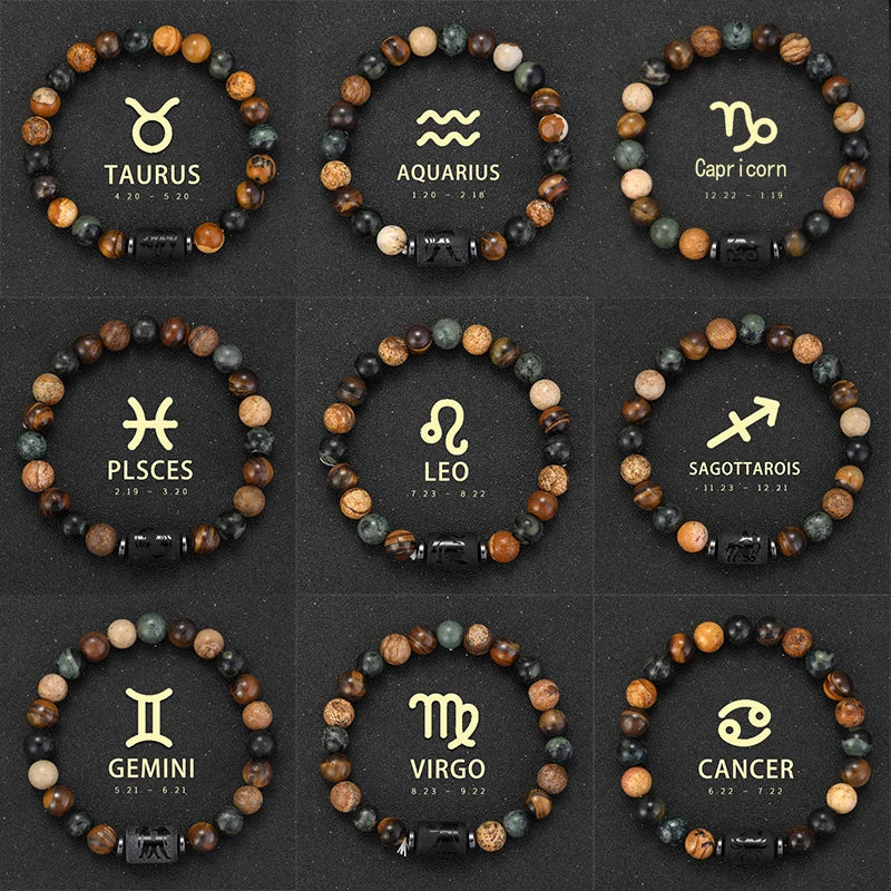 12 Zodiac Signs Bracelets Taurus Gemini Cancer Virgo Pisces Bracelets Ladies Men Couple Friendship Jewelry Gift Bracelets