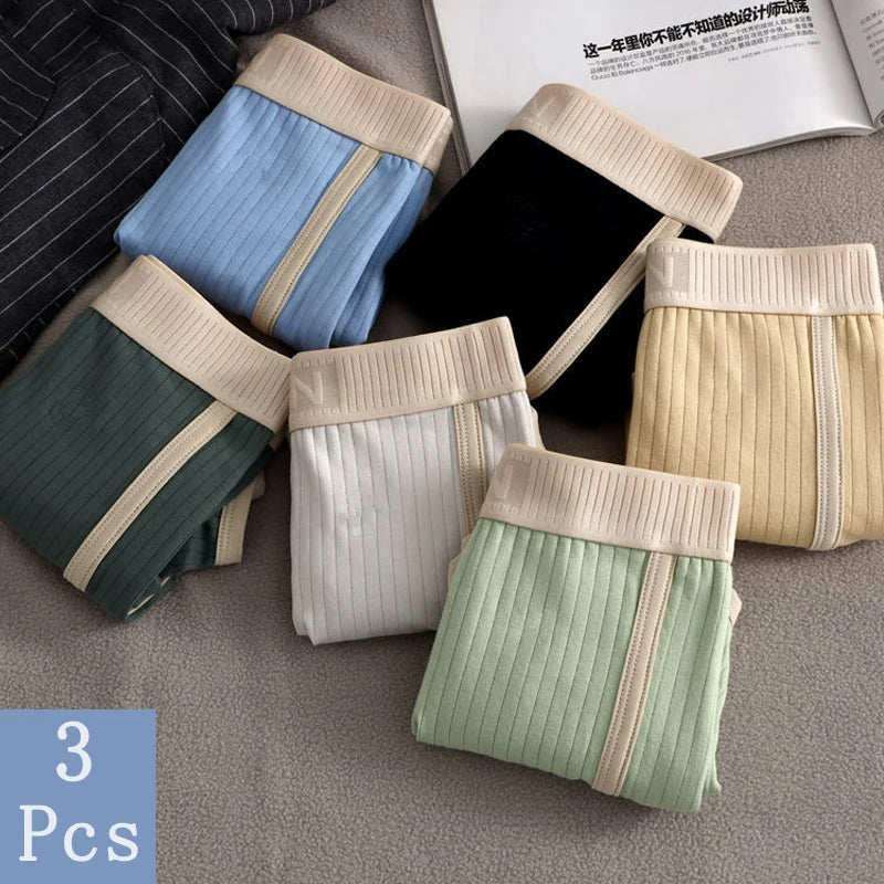 3 Pcs/Lot Men's Boxer Shorts Underwear Sexy Panties Striped Man Underpants Male Boxers Homme U Convex Shorts Lingerie Underpants