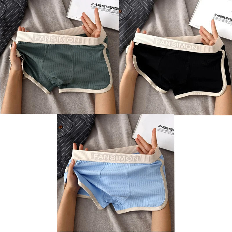 3 Pcs/Lot Men's Boxer Shorts Underwear Sexy Panties Striped Man Underpants Male Boxers Homme U Convex Shorts Lingerie Underpants