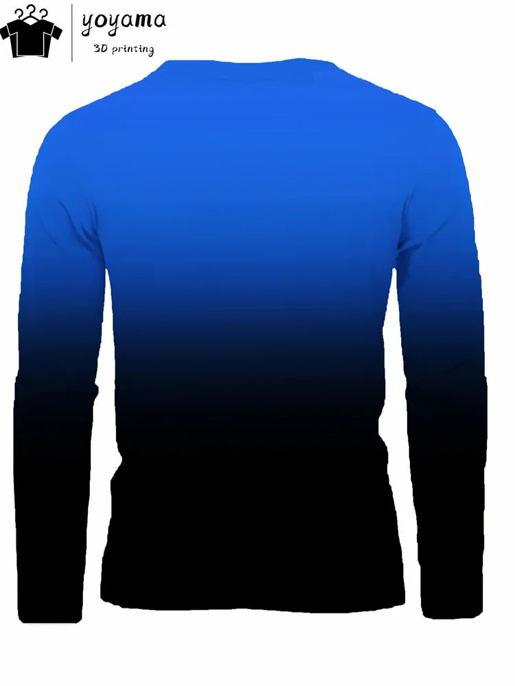 Simple Alphabet Print Men's Clothing Round Neck Men's Long Sleeve T-shirts for Men Harajuku T shirt Men Gradient Men's Clothing
