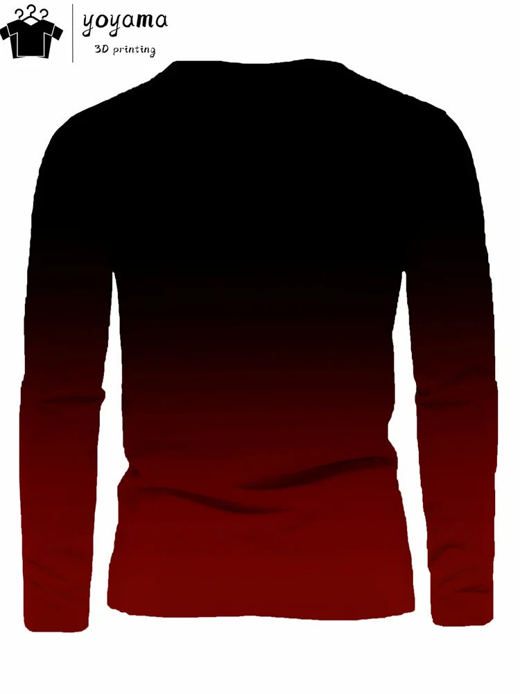 Simple Alphabet Print Men's Clothing Round Neck Men's Long Sleeve T-shirts for Men Harajuku T shirt Men Gradient Men's Clothing