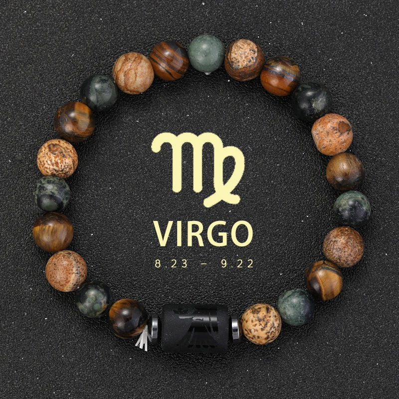 12 Zodiac Signs Bracelets Taurus Gemini Cancer Virgo Pisces Bracelets Ladies Men Couple Friendship Jewelry Gift Bracelets