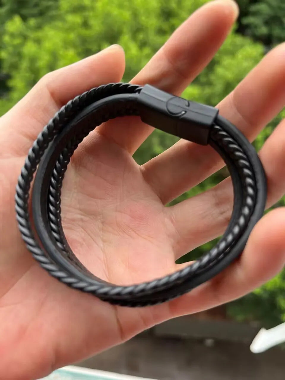 Trendy Leather Bracelets Men Stainless Steel Multilayer Braided Rope Bracelets For Male Bracelets Jewelry