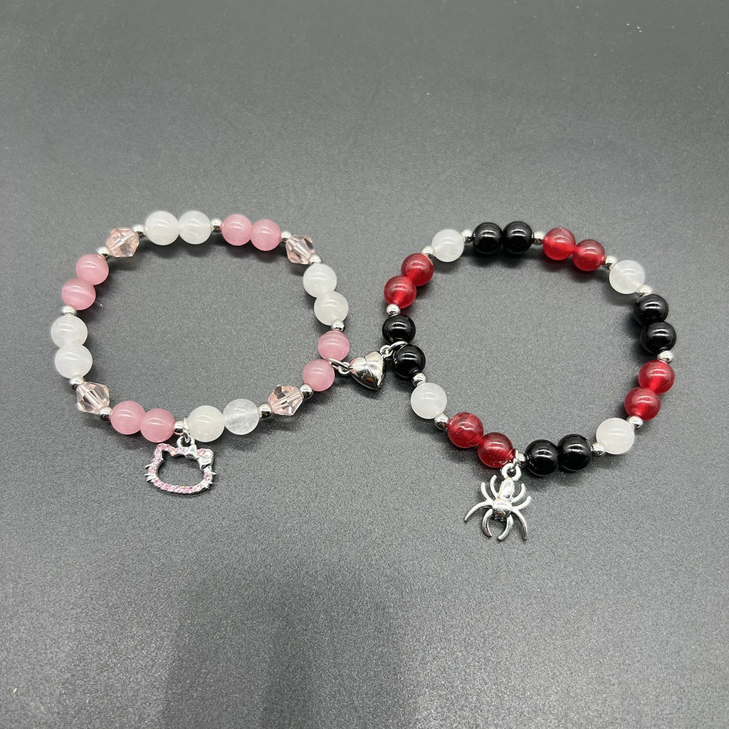 Spider Hello Cat Friendship Bracelets Matching Bracelets Couple Best Friends Charm Bracelets Birthday Bff Magnet Jewelry Gifts