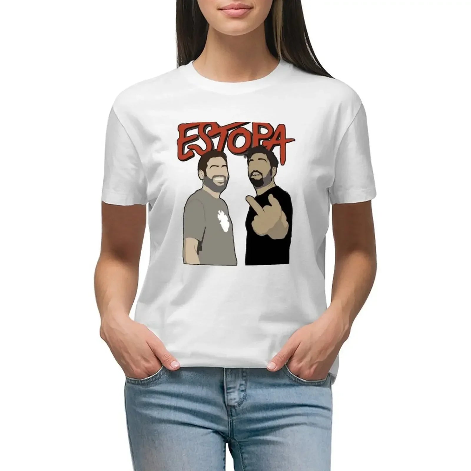 2024 Summer Personalized Street Hip Hop Style Estopa T-shirt Women's Clothing Retro Top Women's Clothing