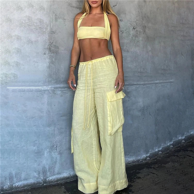 Women Cargo Pants Vintage-inspired Women's High Waist Cargo Pants with Drawstring Multiple Pockets for A Casual for Retro