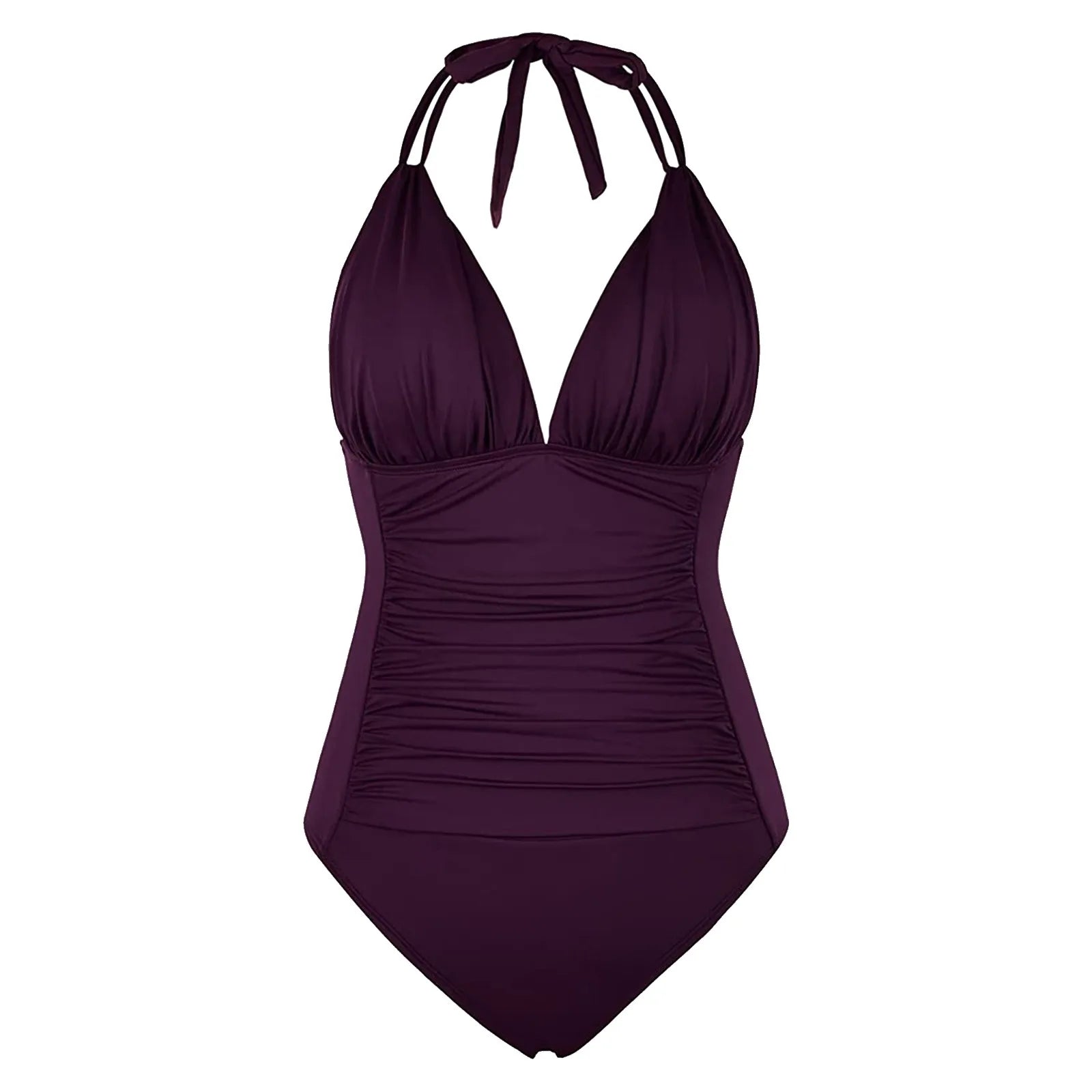 Bikinis Mujer Women's One-piece With Chest Pad Without Steel Bra Swimsuit Solid Color Swimsuit купальники женские