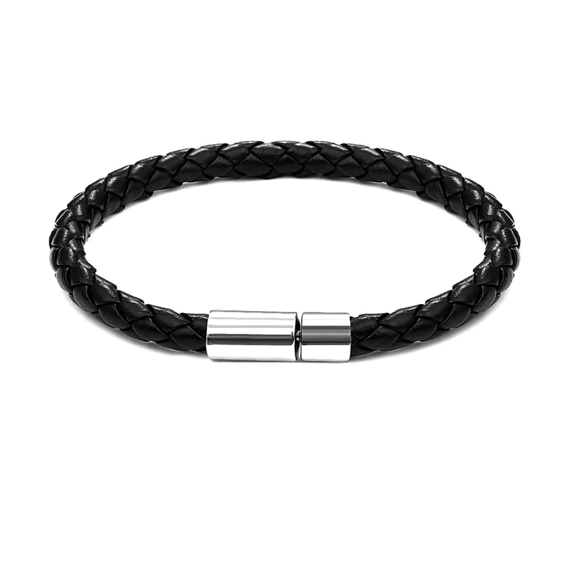 2PCS Brown Black Two Magnetic Fastening Leather Bracelets, Men's Bracelets, Men's Bracelets