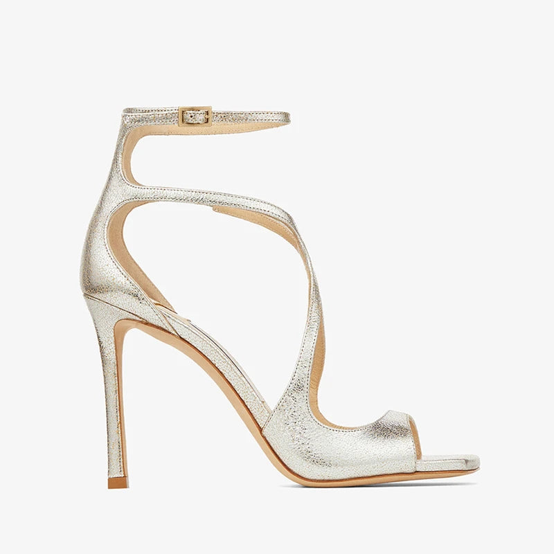 Patent Leather Solid Color Square Toe Thin Heels Hollow Ankle Strap Sandals Super High Heel Open Toe Outdoor Casual Women Sandal