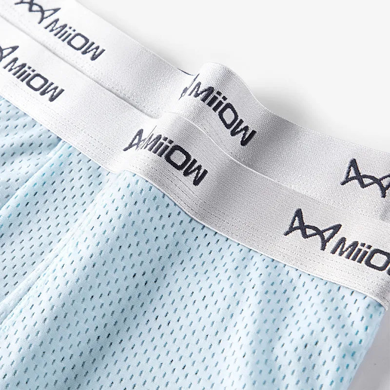 MiiOW 4Pcs Ice Silk Men Underwear Boxer 7A Antibacterial Crotch Men's Panties Breathable Mesh Man Underpants Sexy Boxer Briefs