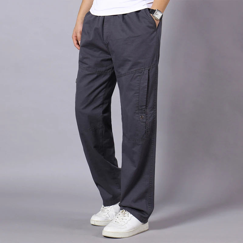 IPPOLICH Men's Pants Sweatpant Leisure Breathable Pants Pockets Wide Leg Cotton Black Cargo Pants Classic Man Casual Cargo Pants