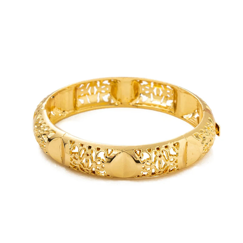 fatima Trendy Arabian Wedding Jewelry Ladies Gold Plated Bracelets Cuff Bracelets Bridal Charm Bracelets Party Gifts