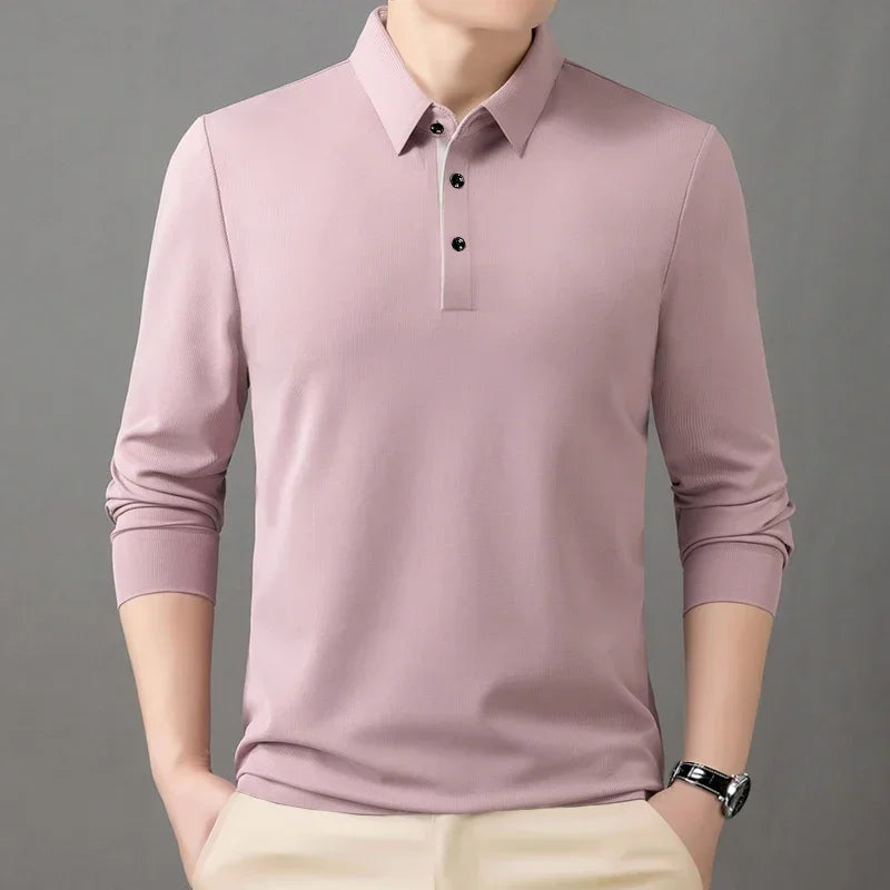 2025 Trend  Men's Long Sleeved Popular Casual T-shirt  Lapel POLO Men's Clothing