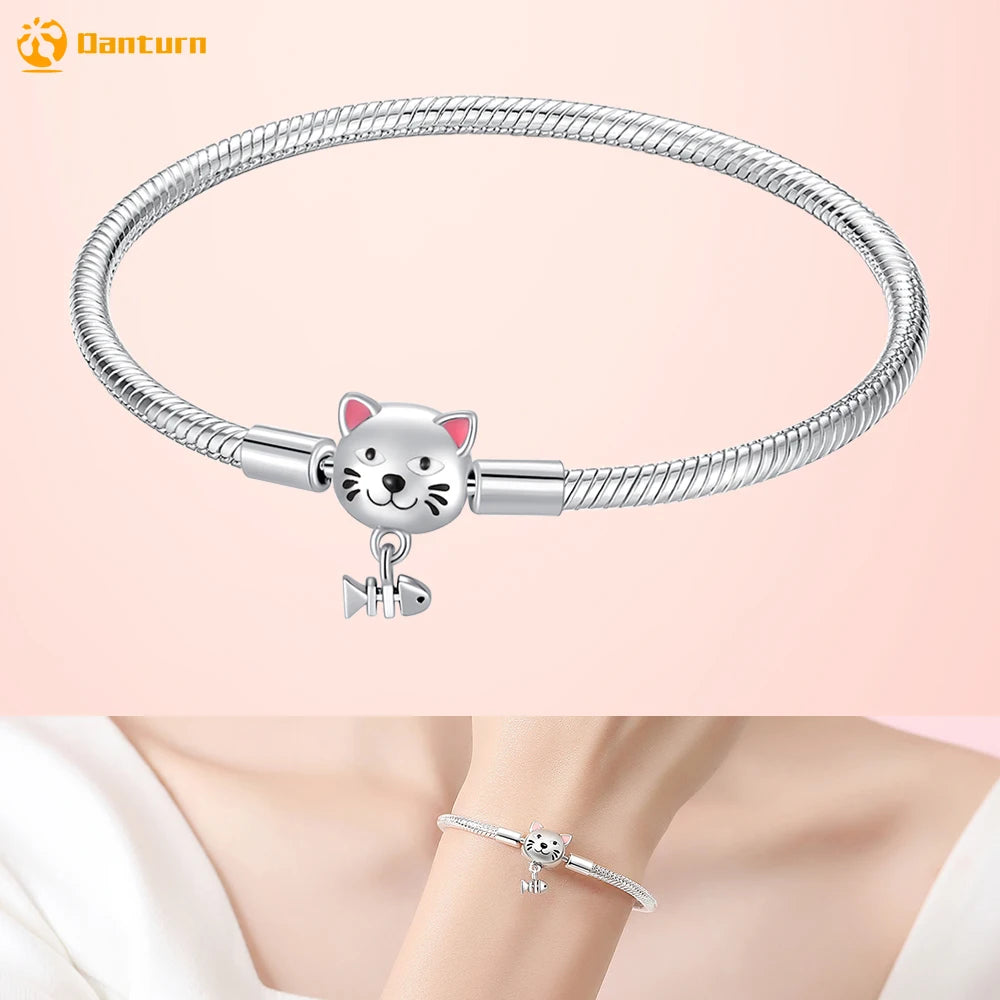 Danturn 925 Sterling Silver Bracelets Crown Butterfly Bus Sisterly Love Cherry Bracelets Women Bracelets Fashion Charm Bracelets