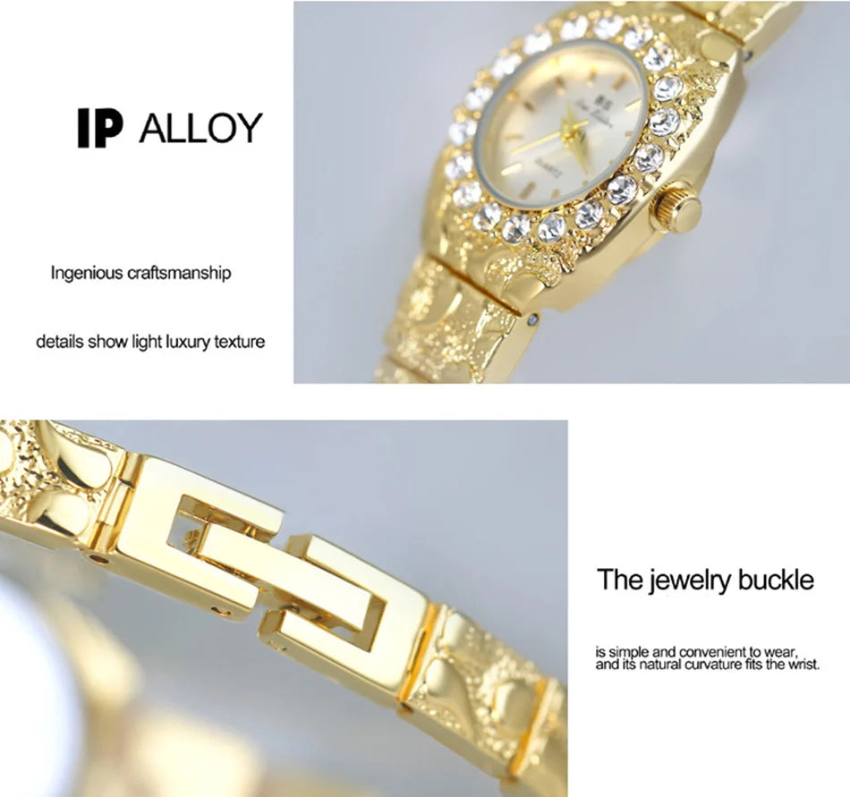 Luxury Diamond Women's Watches High Quality Golden Bracelet Fashion Quartz Wristwatch Ladies Watch Dress Gifts montres femmes
